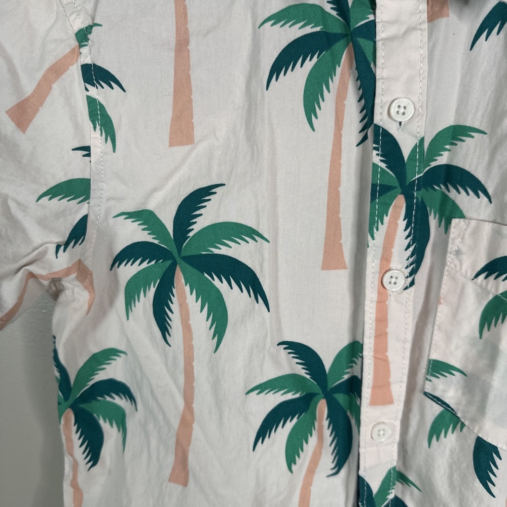 Free Planet Mens Shirt Size S Button Up Short Sleeve Palm Tree 100% Cotton - Picture 4 of 10